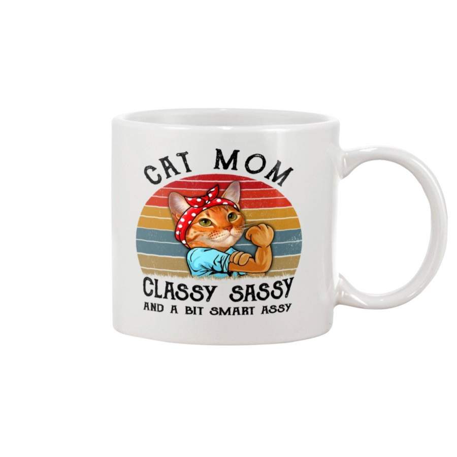 Cat Mom Vintage Classy Sassy And A Bit Smart Assy Mug