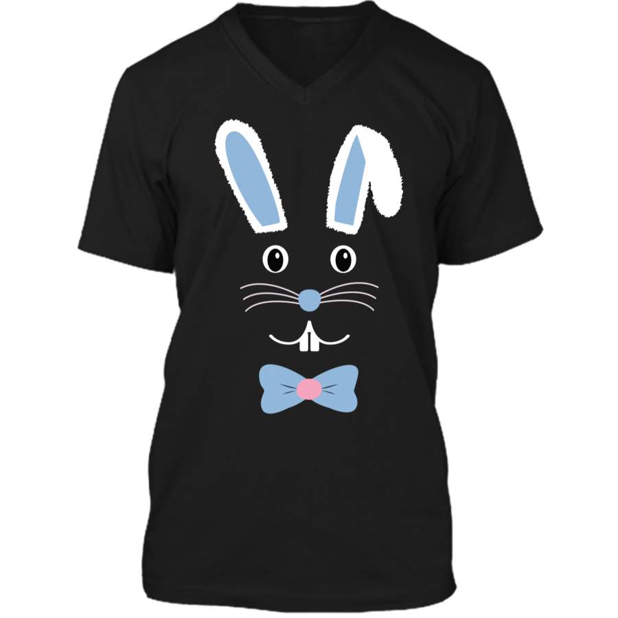 Cute Easter Bunny with Bowtie T-Shirt Mens Printed V-Neck T