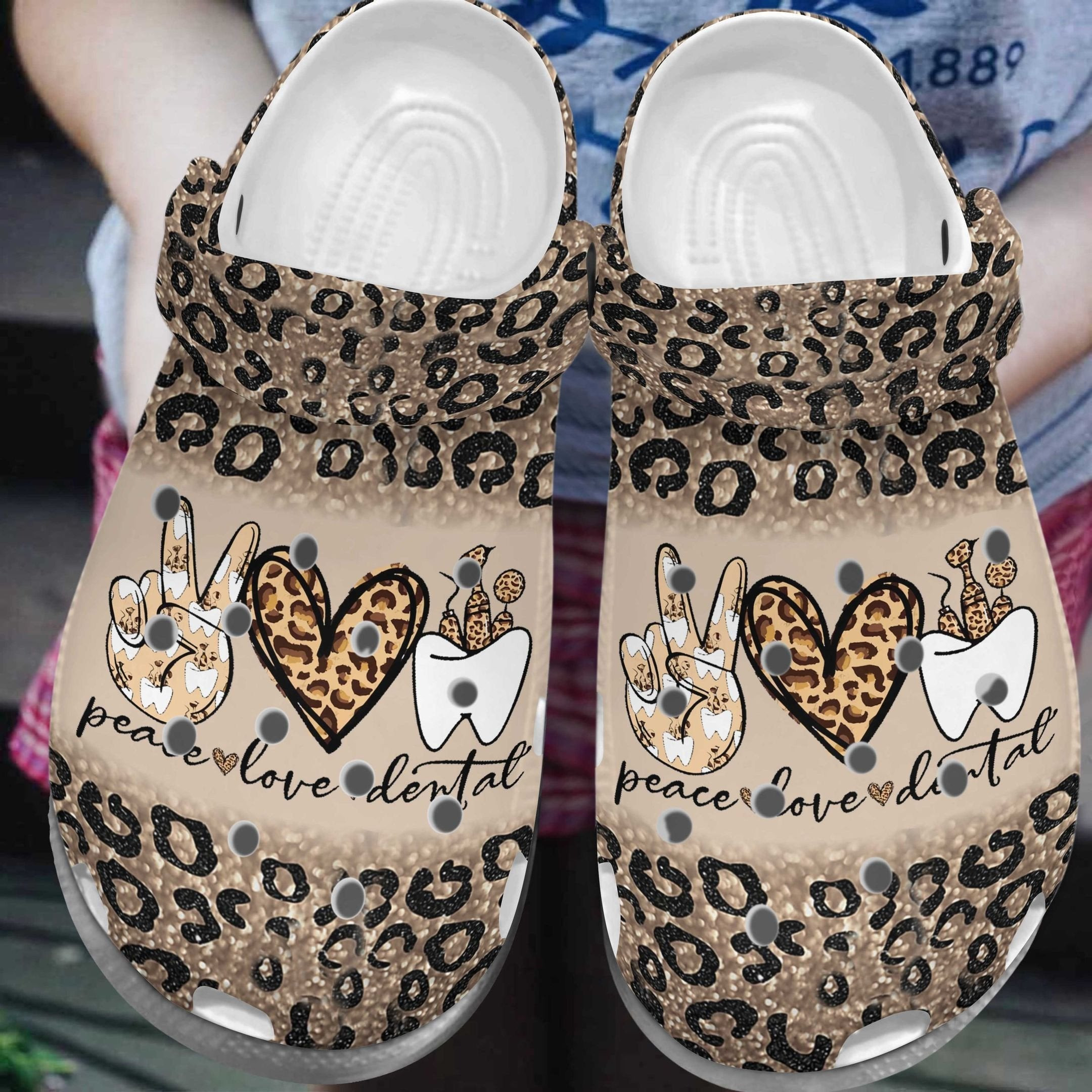 Peace Love Dental Shoes Dentist Crocs Clogs Birthday Gift For Friends
