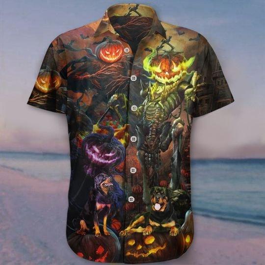 Rottweiler Pumpkin King Halloween Hawaii Shirt For Men Women Ha70901