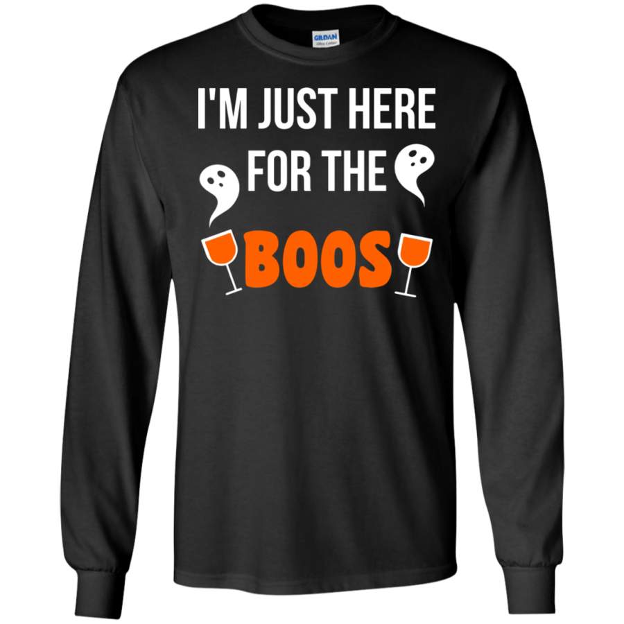 Funny I’m Just Here For The Boos, Halloween Wine LS shirt/Hoodie/Sweatshirt