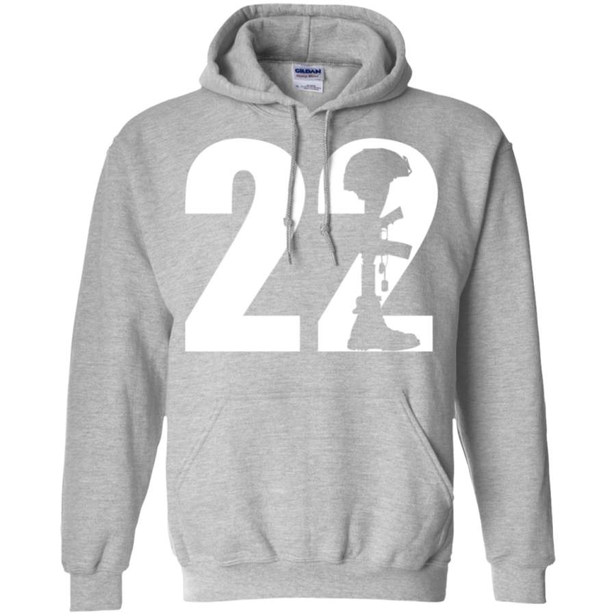 22 Too Many PTSD Awareness Veterans Pullover Hoodie 8 oz.