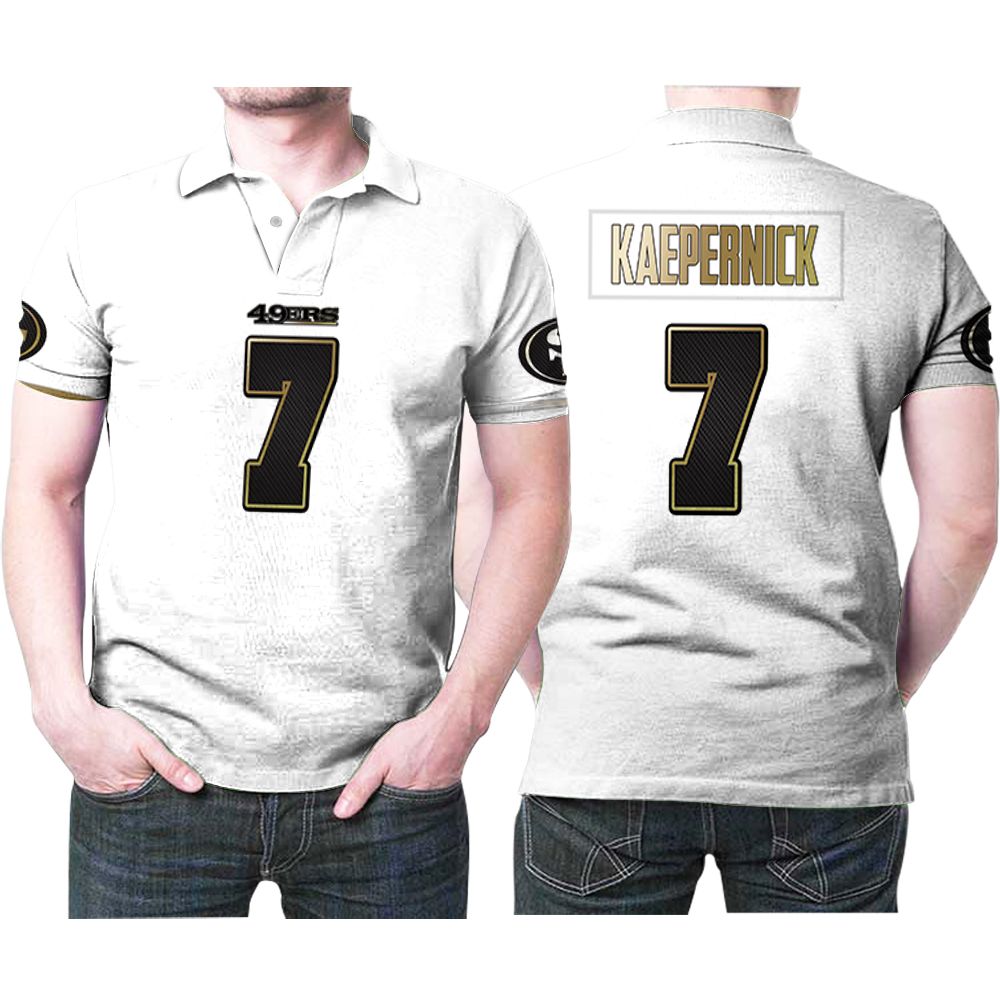 Design San Francisco 49Ers Colin Kaepernick 7 American Football Team White 100Th Season Golden Edition Jersey Style Gift For 49Ers Fans Polo Shirt