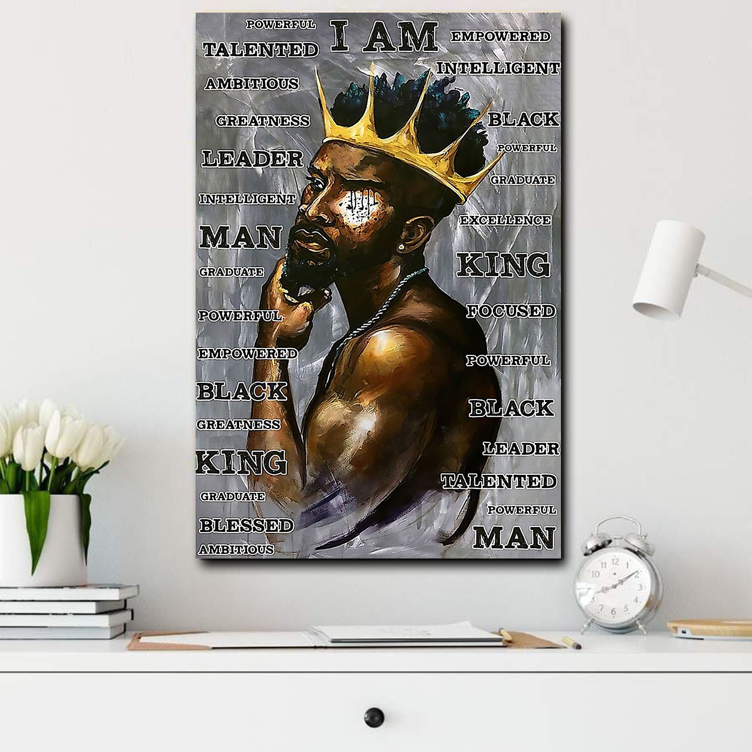 African American Canvass And Prints Black Man I Am The King African Home Decor