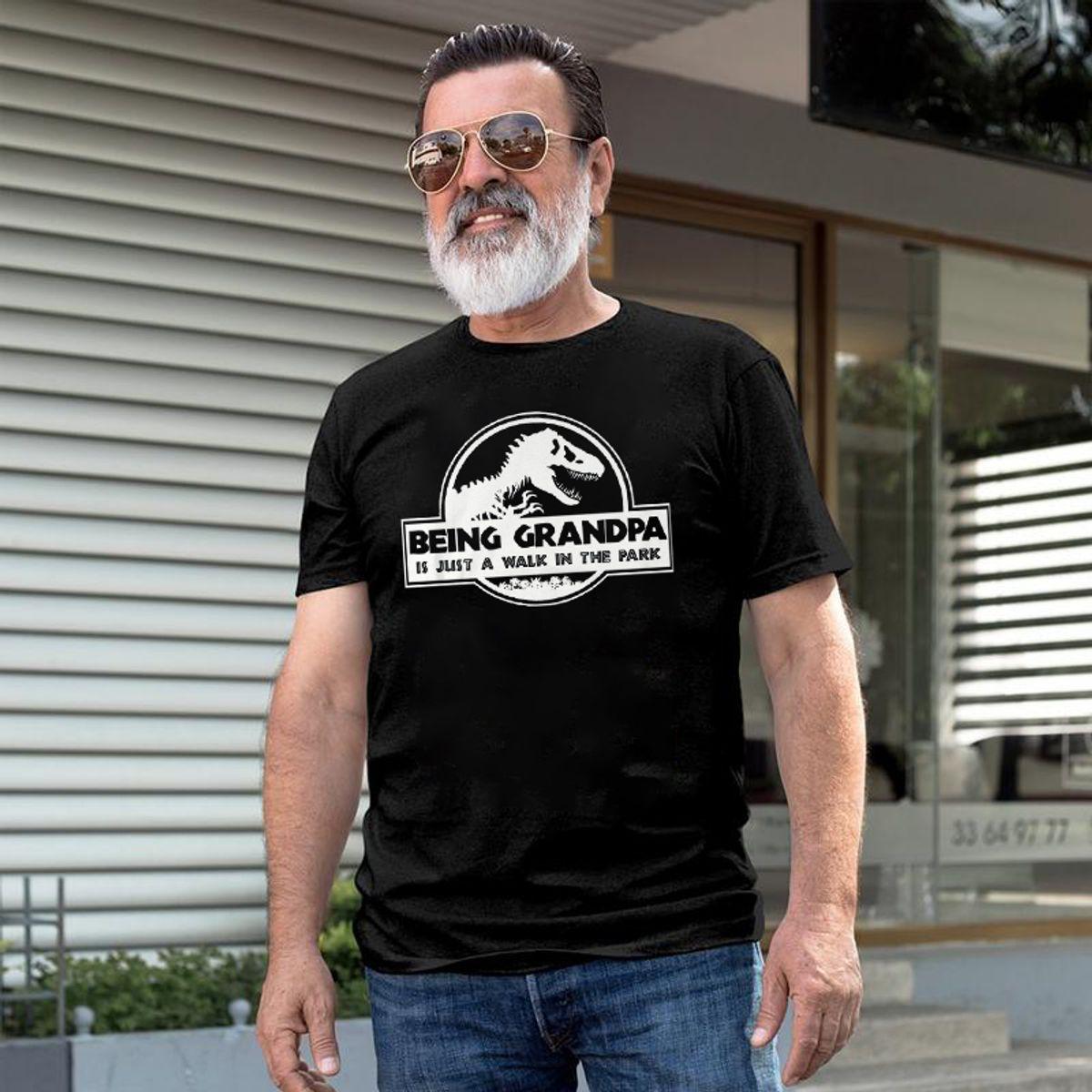 Men’s Funny Grandpa T Shirt, Father’s Day Gift Being Grandpa Is A Walk In The Park Shirt Dinosaur Shirt, Unisex Short Sleeve Tee