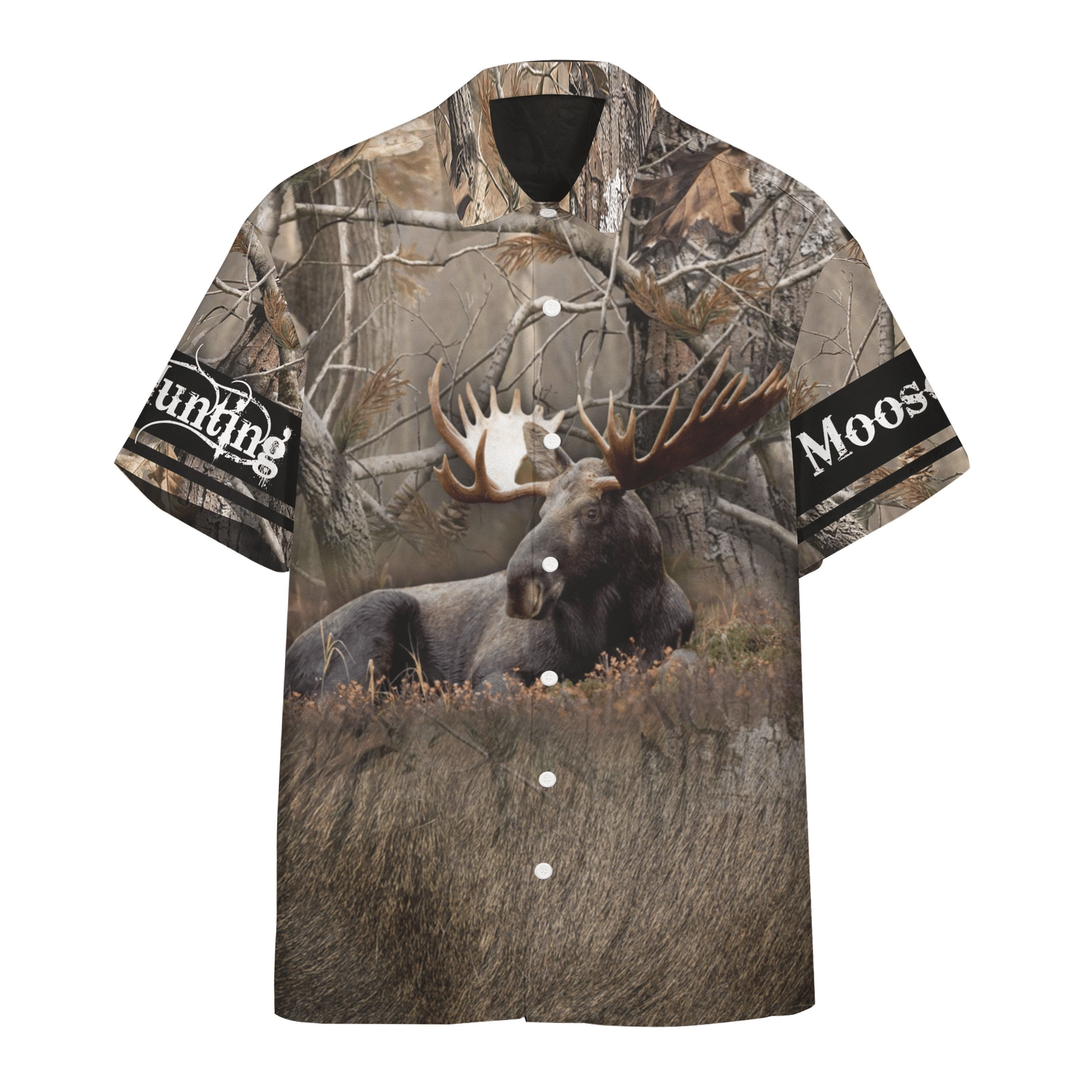 Gearhumans Moose Hunting Hawaiian Custom Short Sleeve Shirt Ha64661