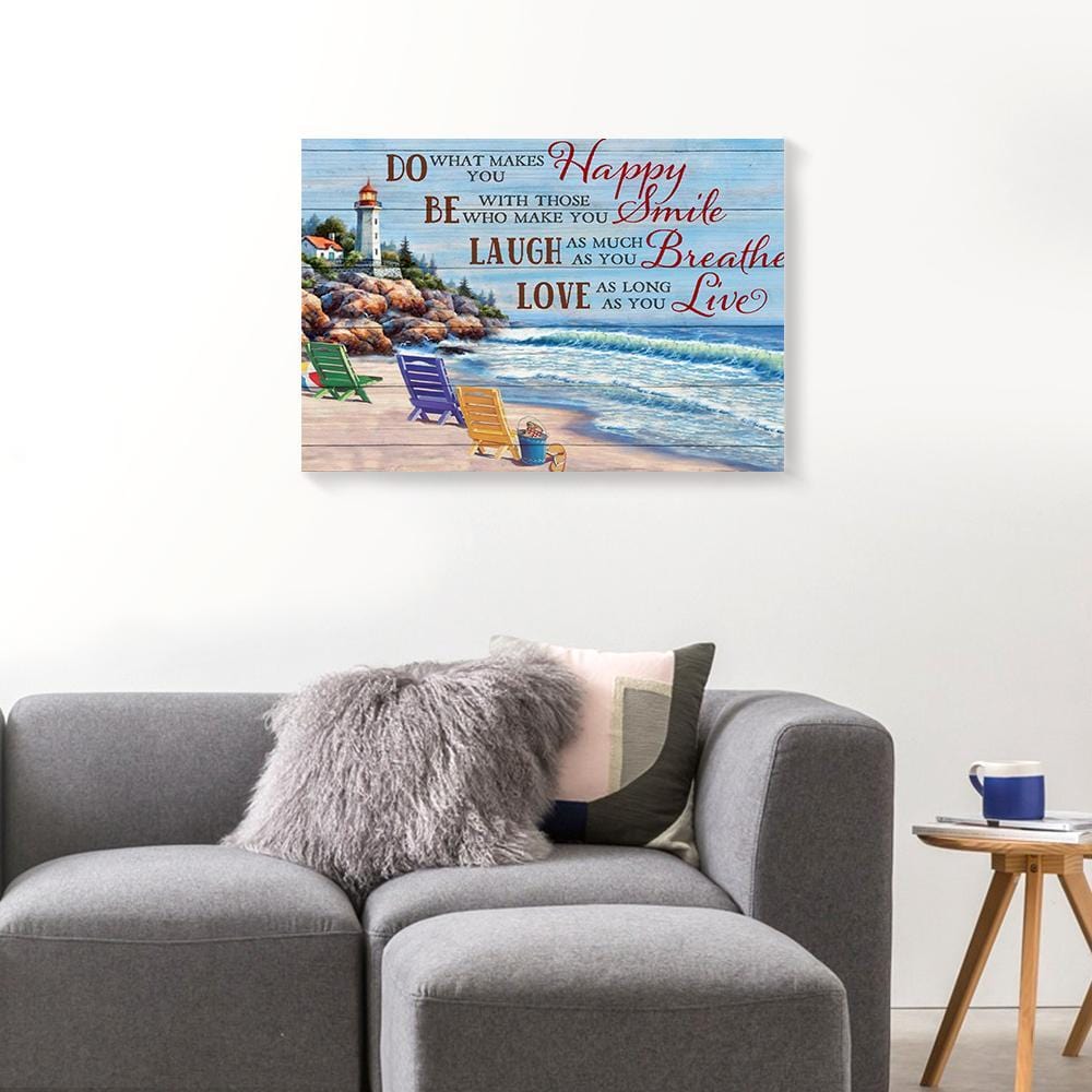 Canvas Wall Art Do What Makes You Happy Empty Chairs Ocean Canvas Wall Art Home Decor