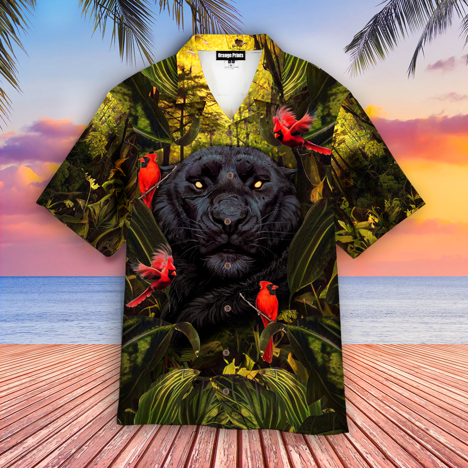 Flower Black Cardinal Panther Aloha Hawaii Shirts For Men Women Ha75595