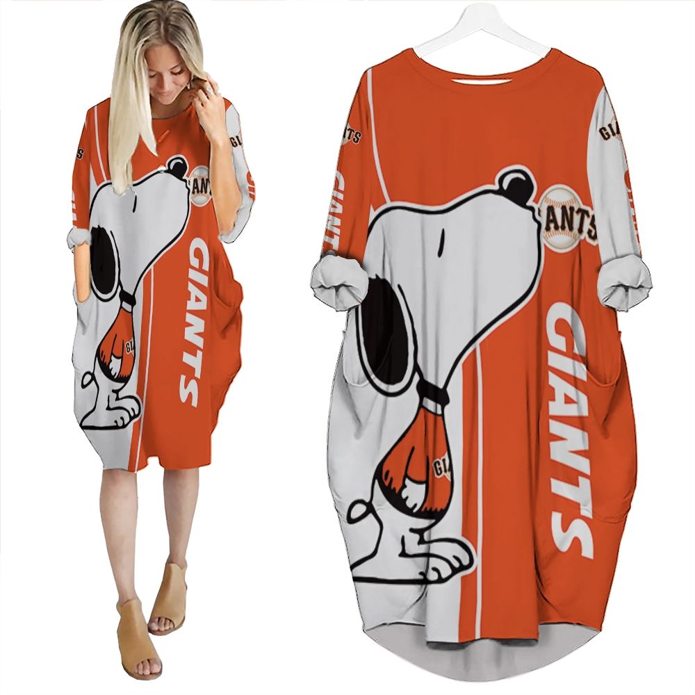 San Francisco Giants Snoopy Lover 3D Printed Batwing Pocket Dress