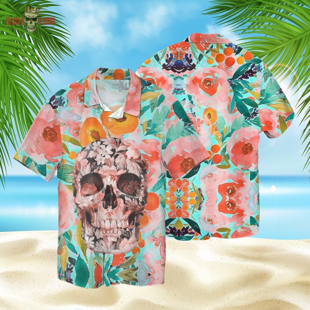 Colorful Flower Skull Hawaii Shirt Ha32638