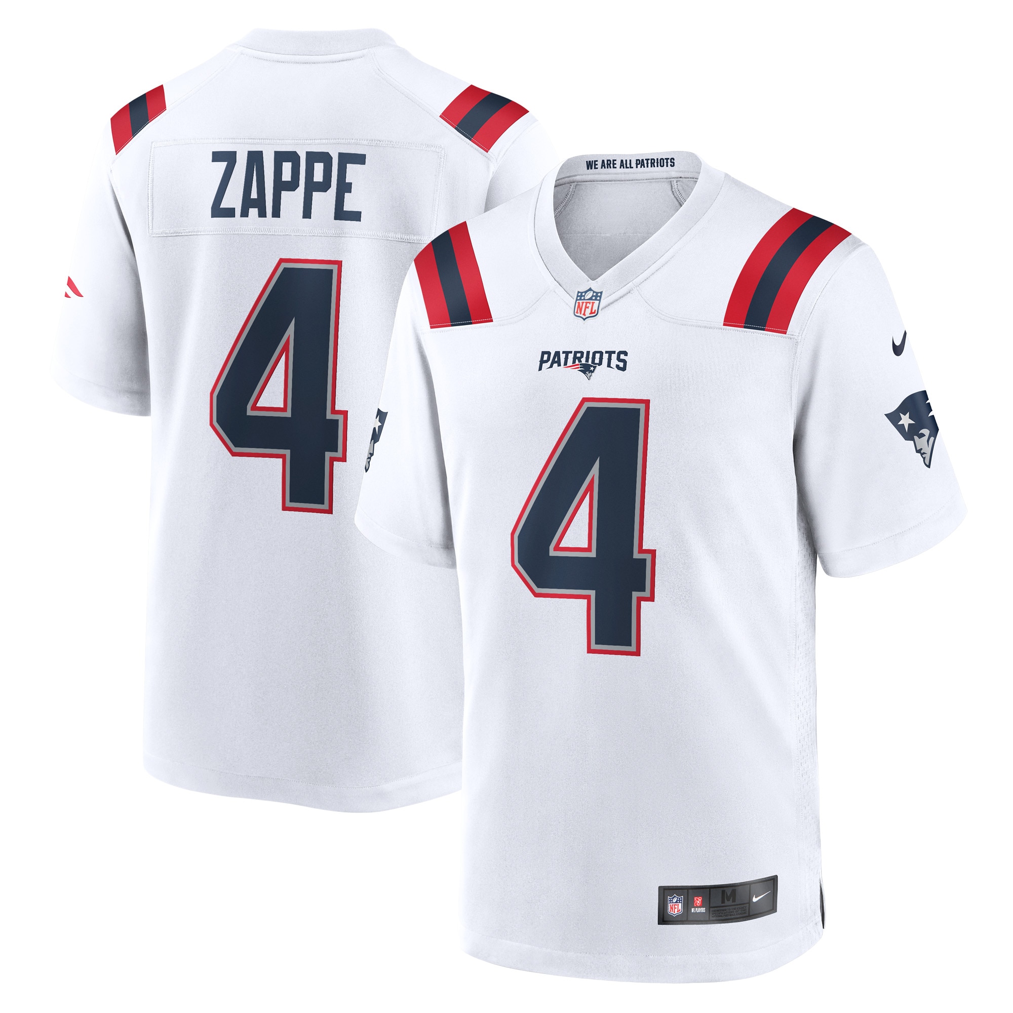 Men’s New England Patriots Bailey Zappe White Game Player Jersey