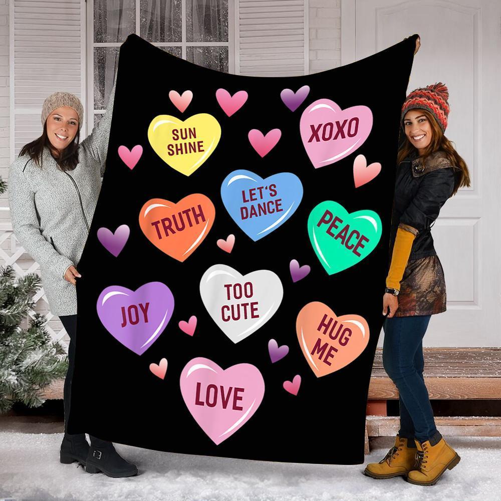 Valentine Valentine’s Day Heart Candy Blanket – Fleece Blanket