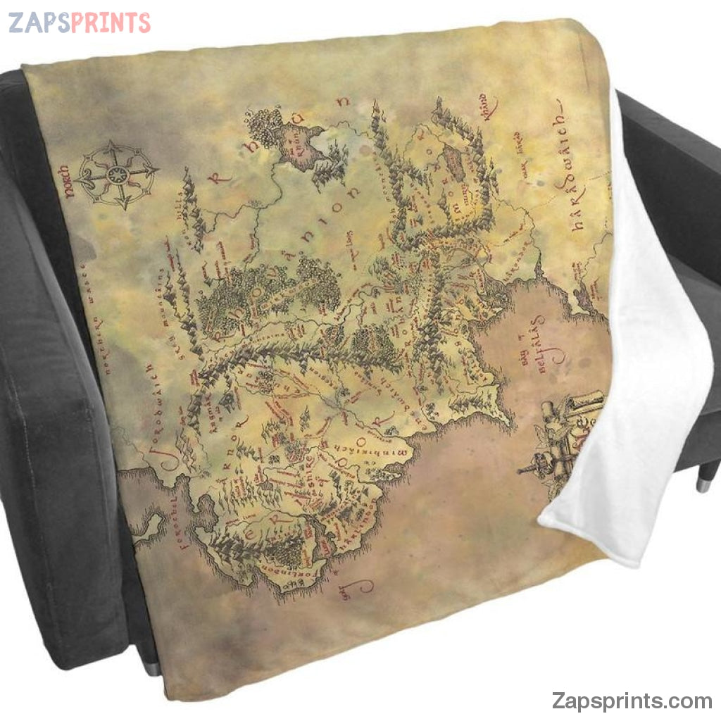 Middle Earth Map The Lord Of The Rings Blanket