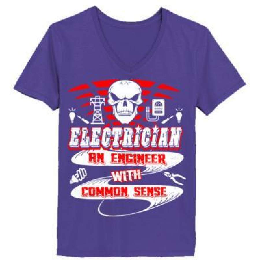 AGR Electrician An Engineer With Common Sense – Ladies’ V-Neck T-Shirt