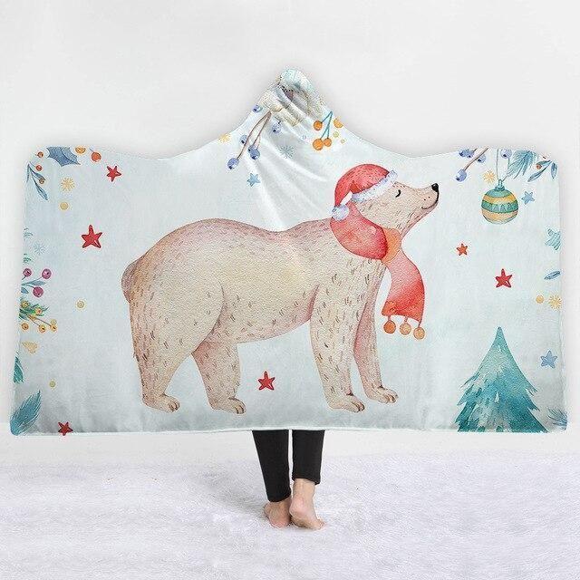 X-Mas White Bear Hooded Blanket Christmas Decoration Ideas