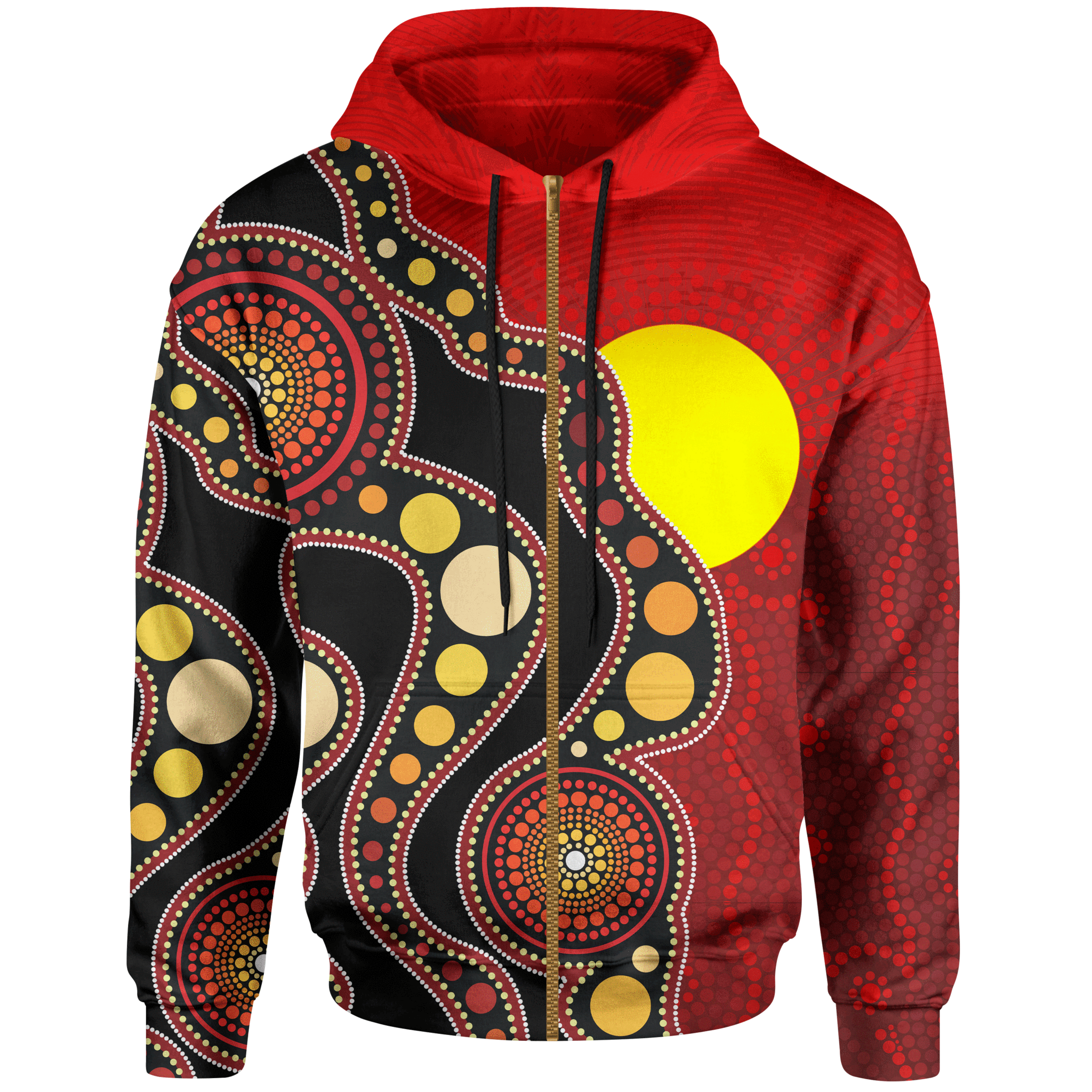 (Kid) Aboriginal Zip Hoodie – Australia Indigenous Flag Circle Dot ...