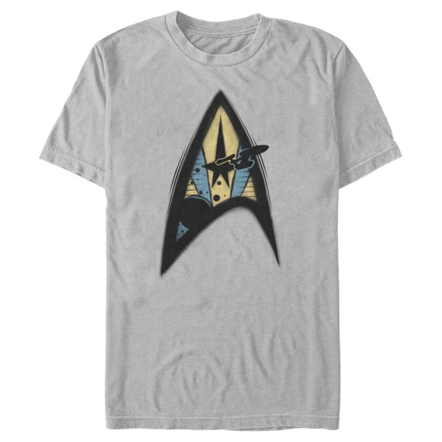 Star Trek Men’s Starfleet Emblem Spray Paint  T Shirt