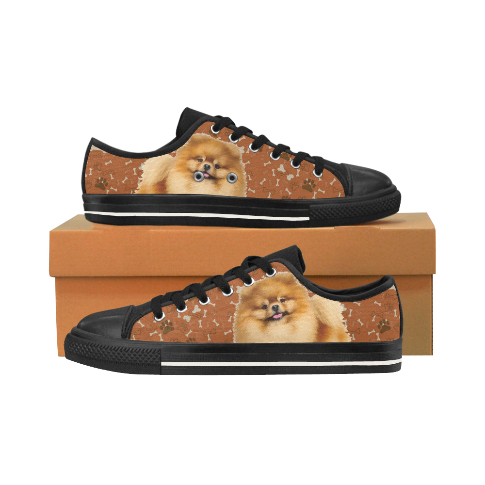 Pomeranian Dog Black Men’s Classic Canvas Shoes/Large Size