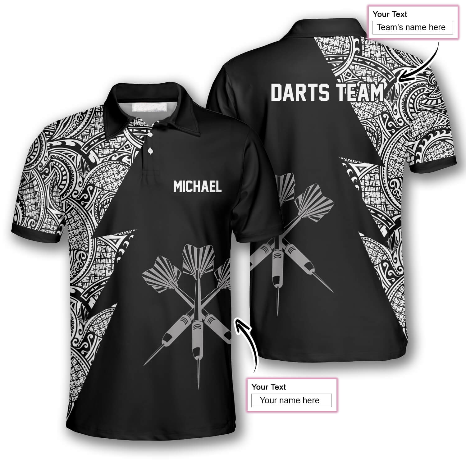 Dart Arrows Tribal Black White Custom Darts Shirts For Men, Gift For Birthday Dart Player