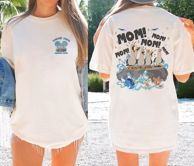 Two-sided Pixar Finding Nemo Seagull Mom Dad Shirt, Personalized WDW Disneyland Mom Mom Mom, Father’s Day Shirt, Mother’s Day Shirt