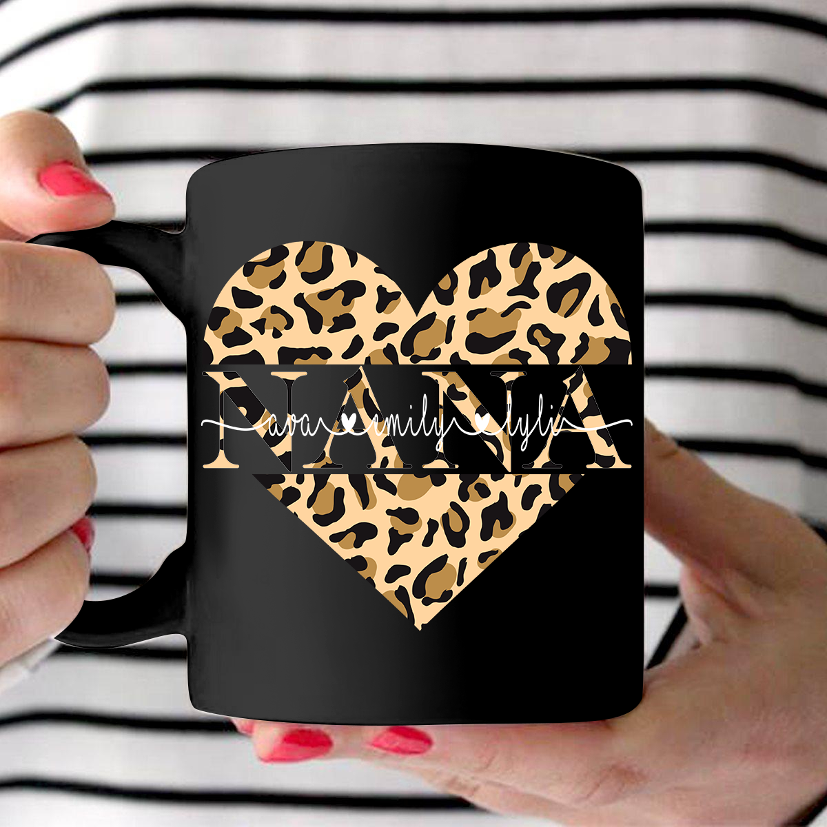 Nana Heart – Leopard  Personalized Mug