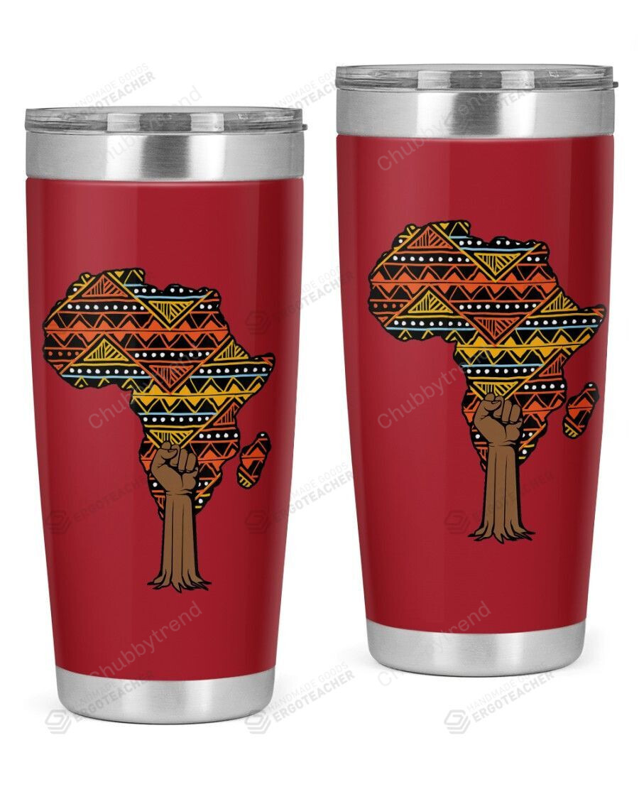 African Fist Tree Kente Map Cool Black History Stainless Steel Tumbler Cup For Coffee/Tea, Great Customized Gift For Birthday Christmas Thanksgiving