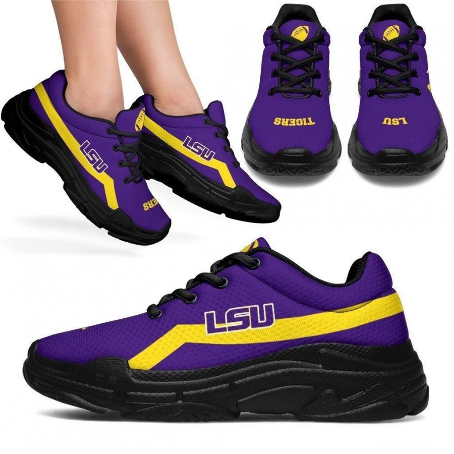 Edition Chunky Sneakers With Line LSU Tigers Shoes #627