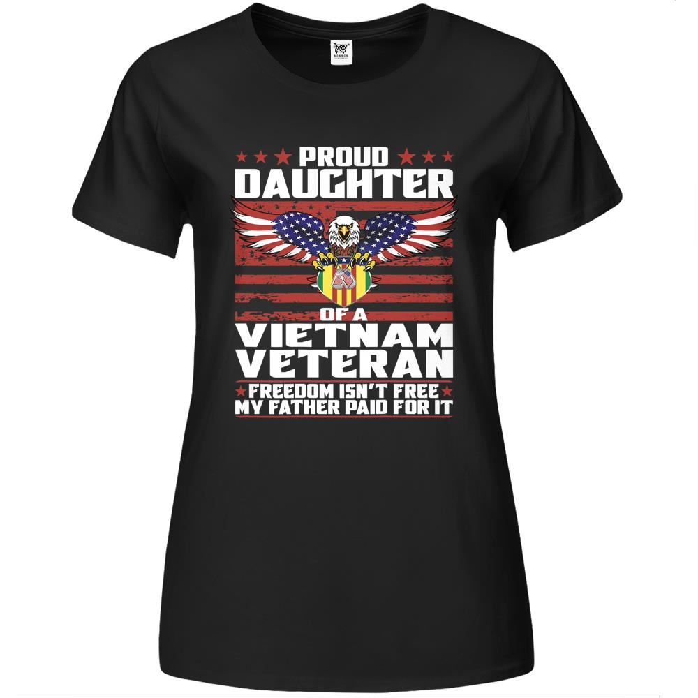 Proud Daughter Of A Vietnam Veteran Ribbon Patriotic Family Premium Womens T Shirts