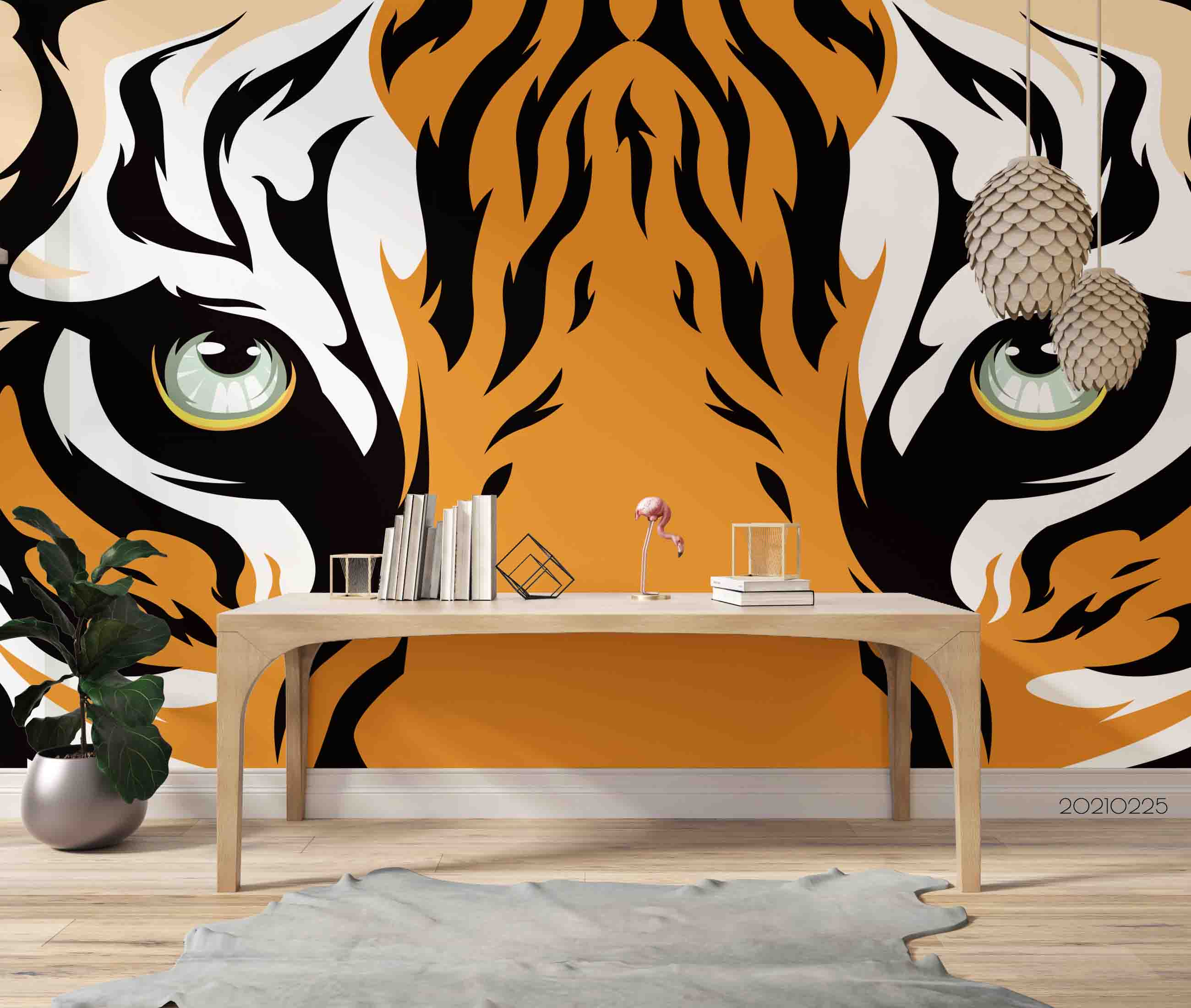 3D Hand Drawn Animal Tiger Print Wall Mural Wallpaper Lqh 242