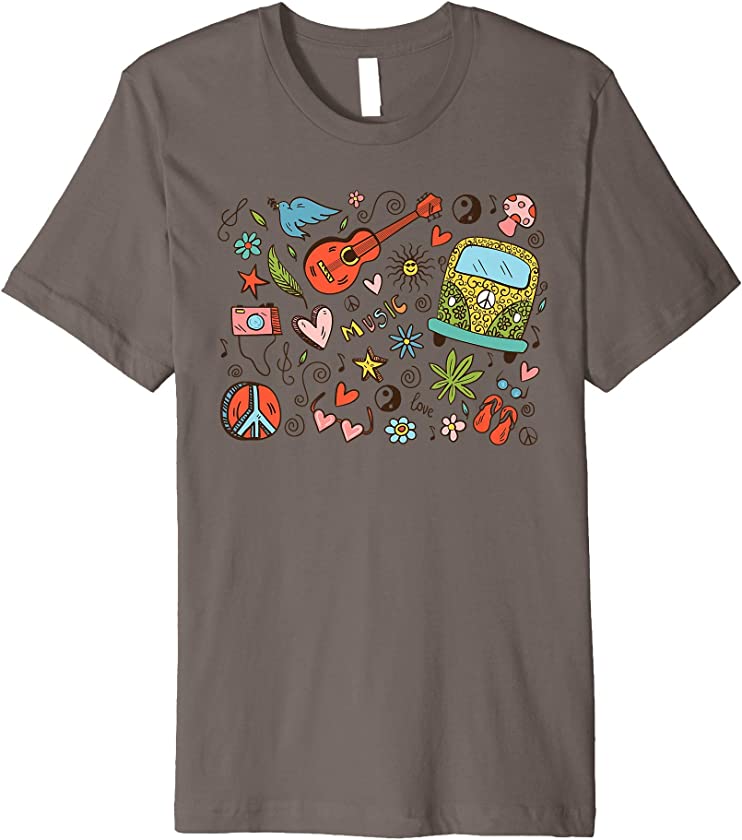 Vintage Peace Love Music All Things Hippie Gift Premium T-Shirt