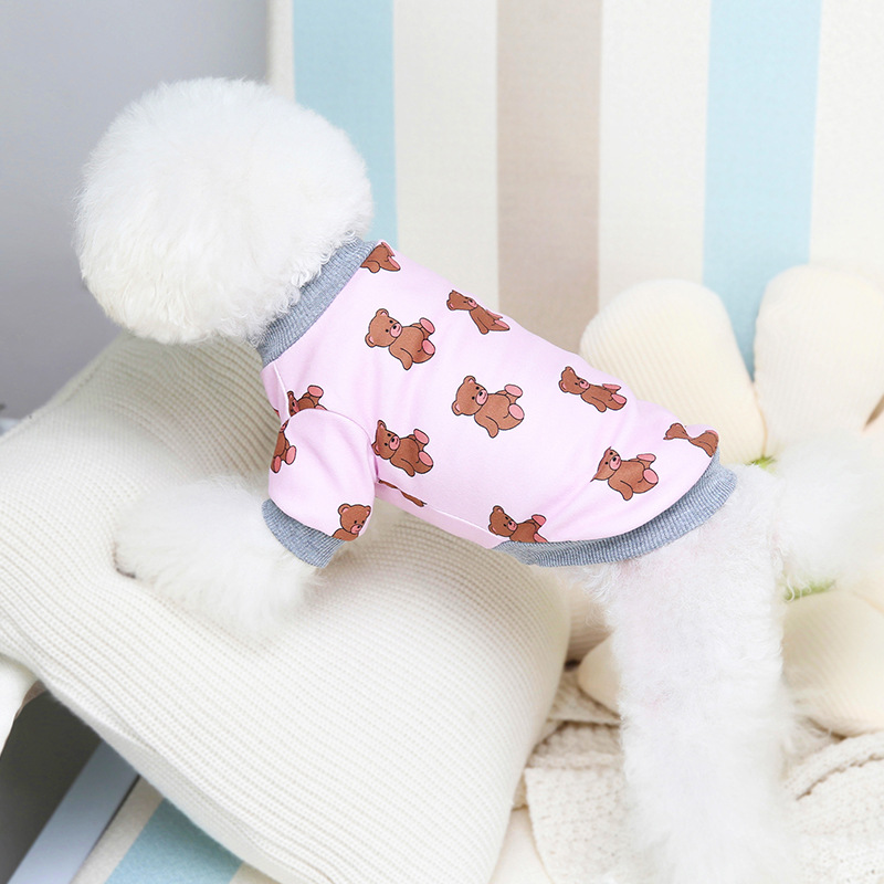 Cute Dog T-shirt Bear Print Pets Clothes For Small Dogs Cats Puppy Shirts Autumn Winter Dog Sweater Warm Cat Clothing York Corgi alx