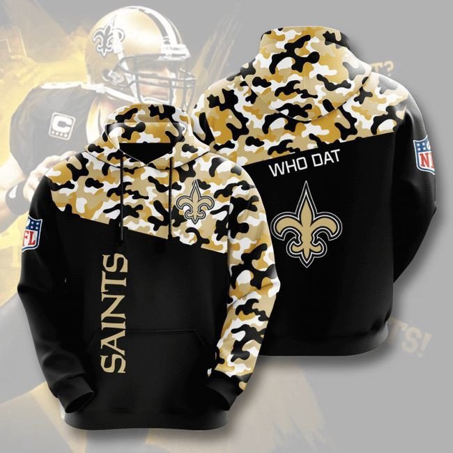 New Orleans Saints Camo Who Dat 94 Unisex 3D Hoodie Gift For Fans