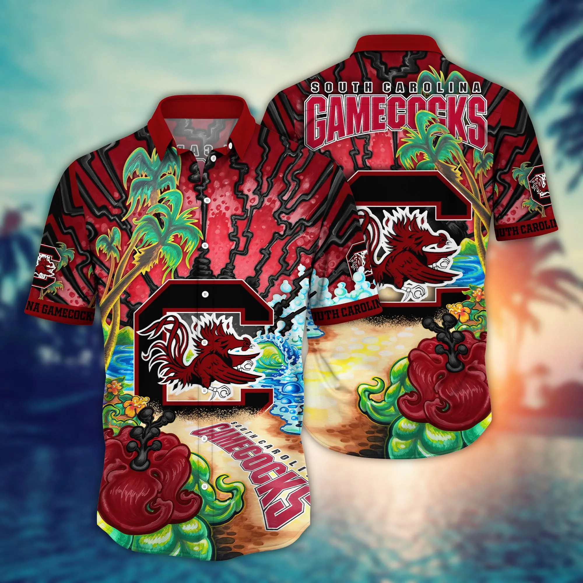 South Carolina Gamecocks NCCA Hawaiian Shirt Coconut Watertime Aloha Shirt