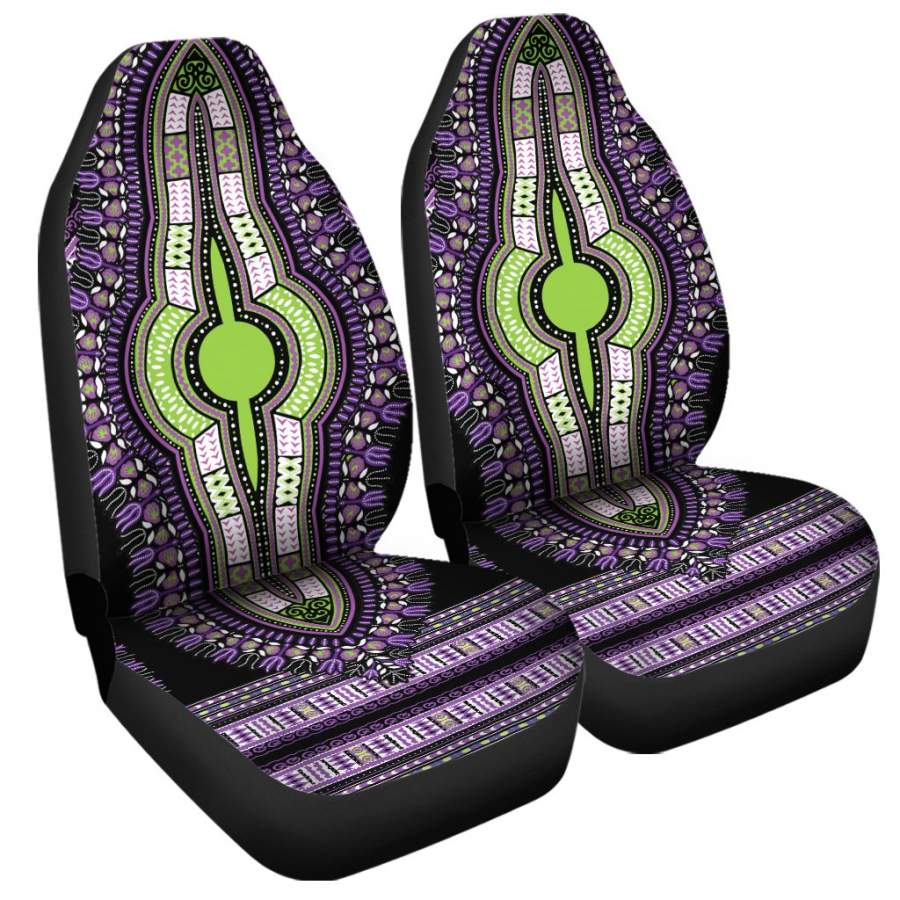 Black And Purple African Dashiki Print Universal Fit Car Seat Covers