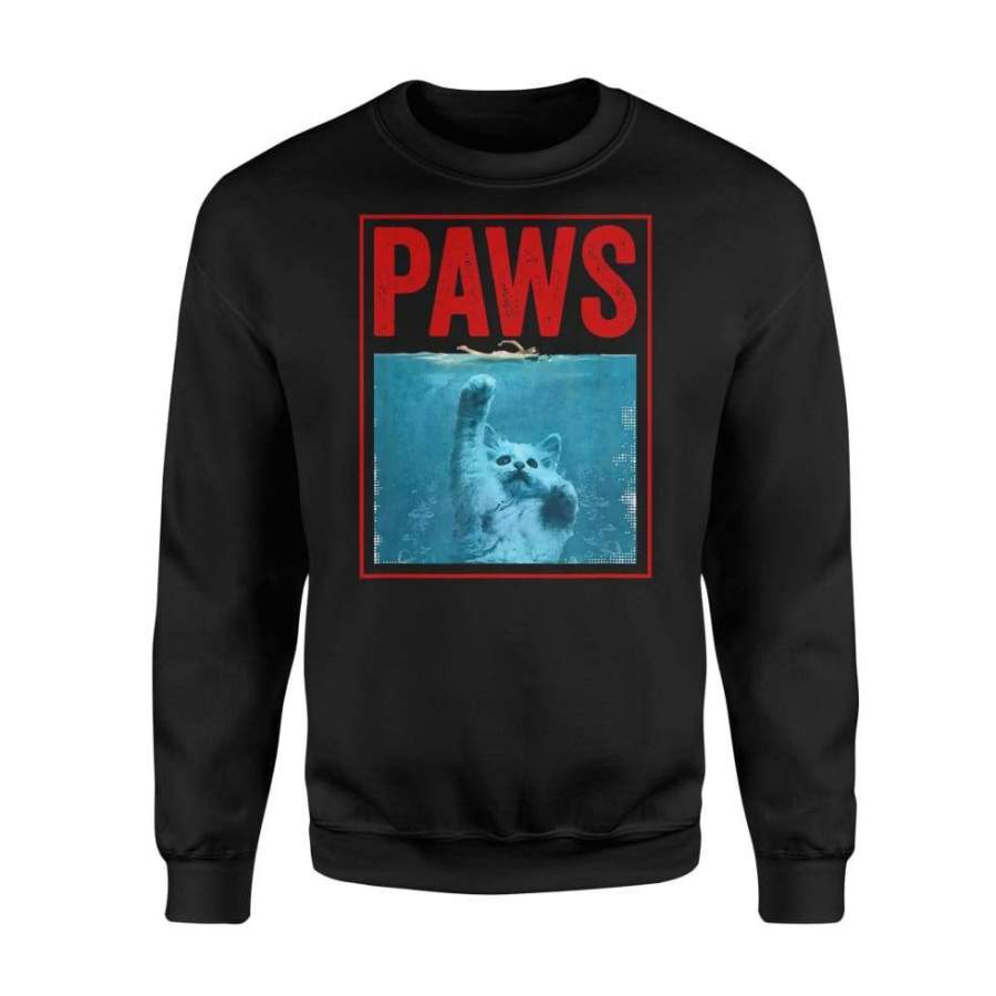 PAWS Funny Cat Kitten For Shark And Cat Lovers – Standard Fleece Sweatshirt