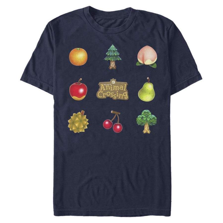 Animal Crossing Fruits and Trees – Animal Crossing Nintendo T-Shirt, Navy