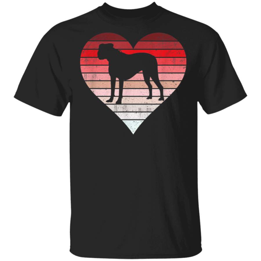 Boxer Dog Valentines Day Dog Retro Heart Love Tshirt