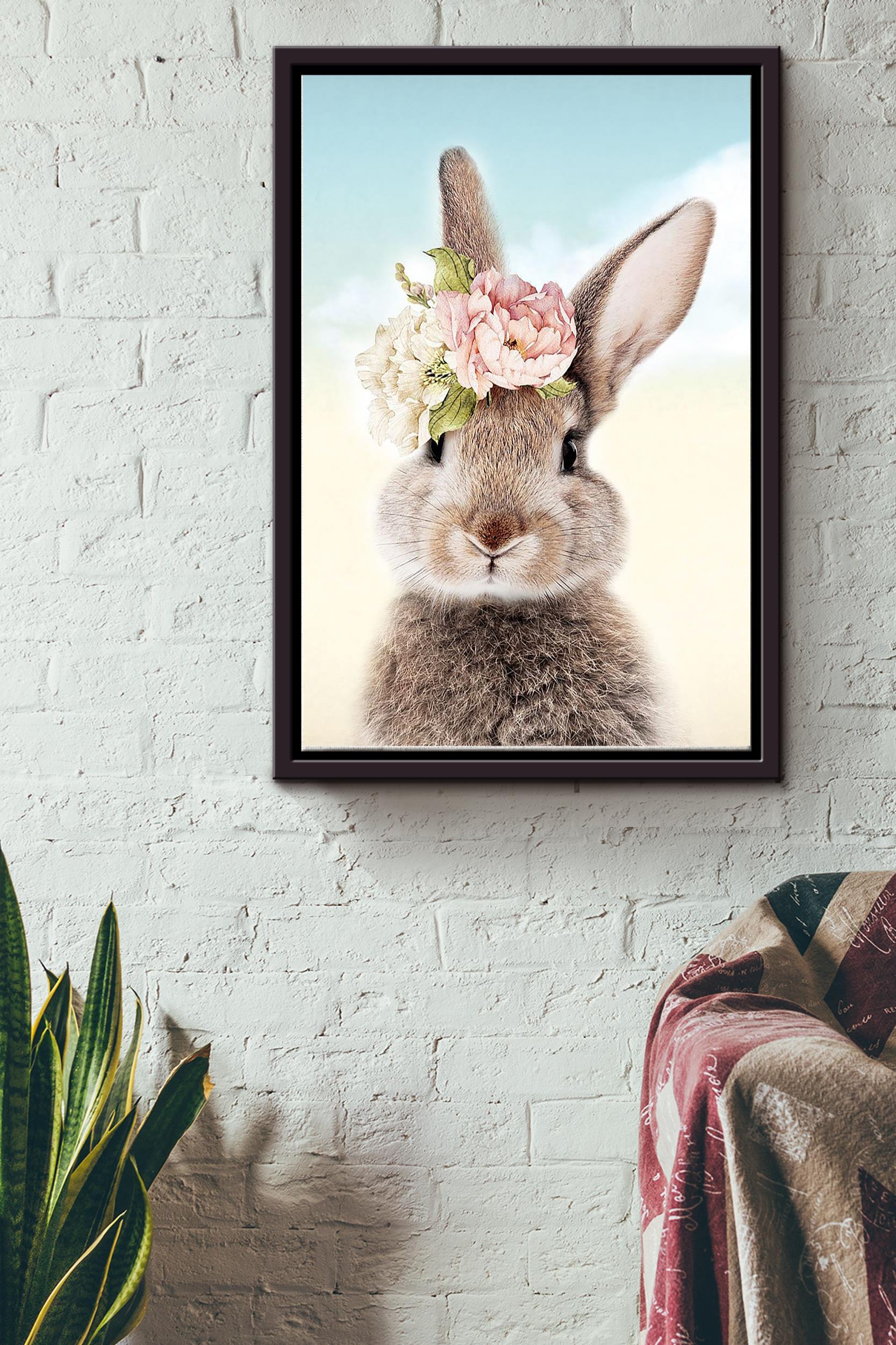 Cute Rabbit Poster Framed Matte Canvas