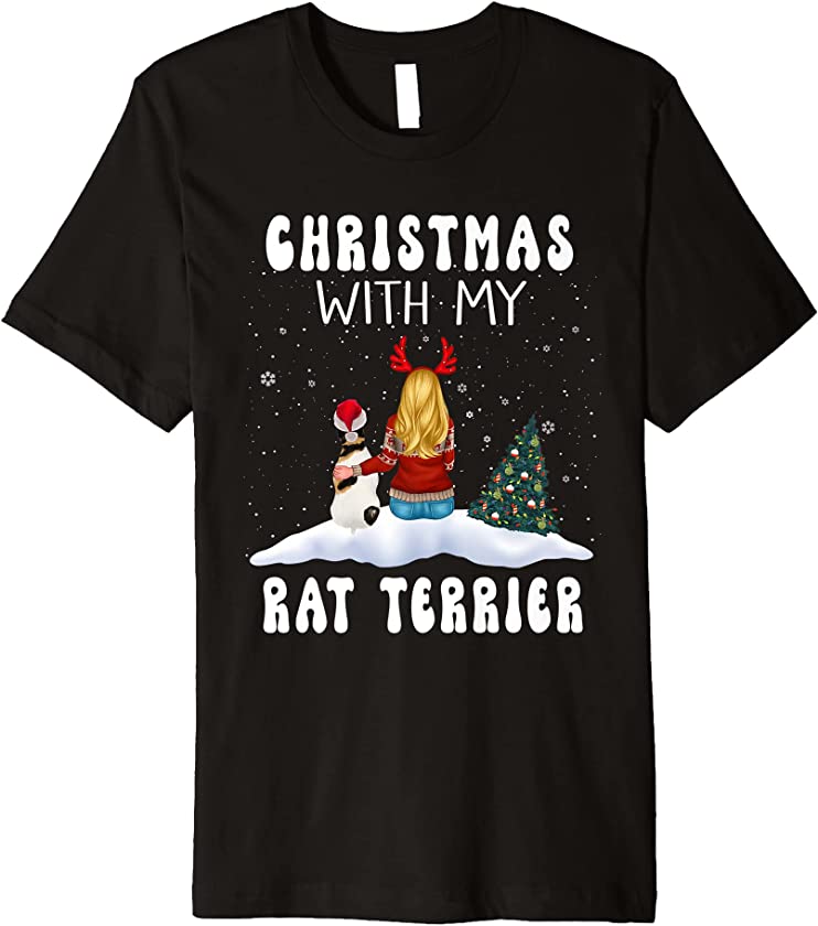 Christmas With My Rat Terrier Dog Puppy Funny Xmas Premium T-Shirt