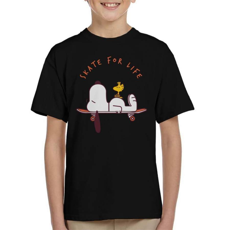 Skate For Life Snoopy And Woodstock Peanuts Kid’s T-shirt