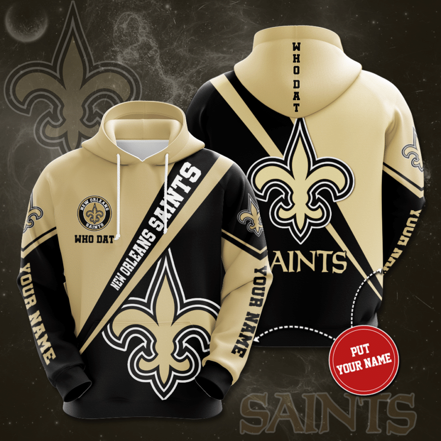 Personalized New Orleans Saints No1337 Custom Hoodie 3D Jacket 3D Pullover Zip Hoodie Dqh3011