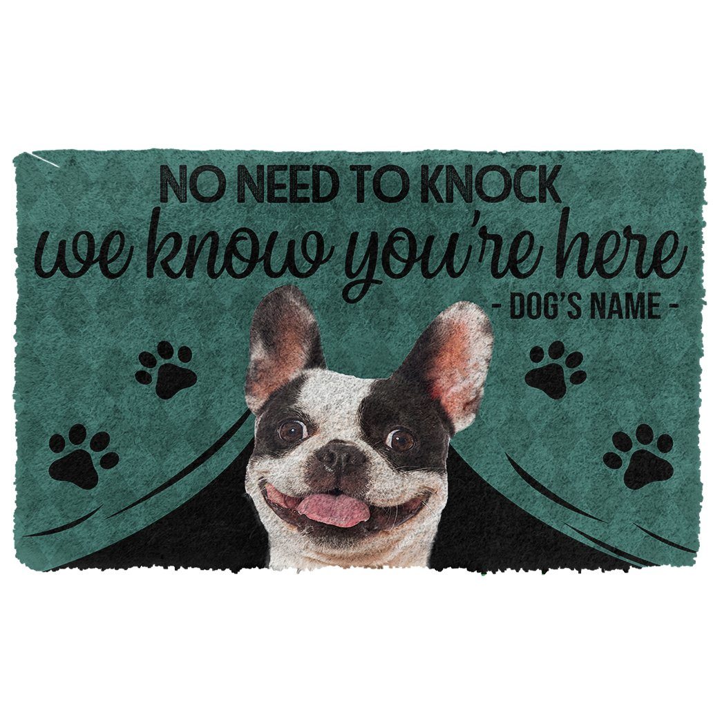 Gearhumans  Gearhuman 3D French Bulldog We Know Youre Here Custom Name Doormat