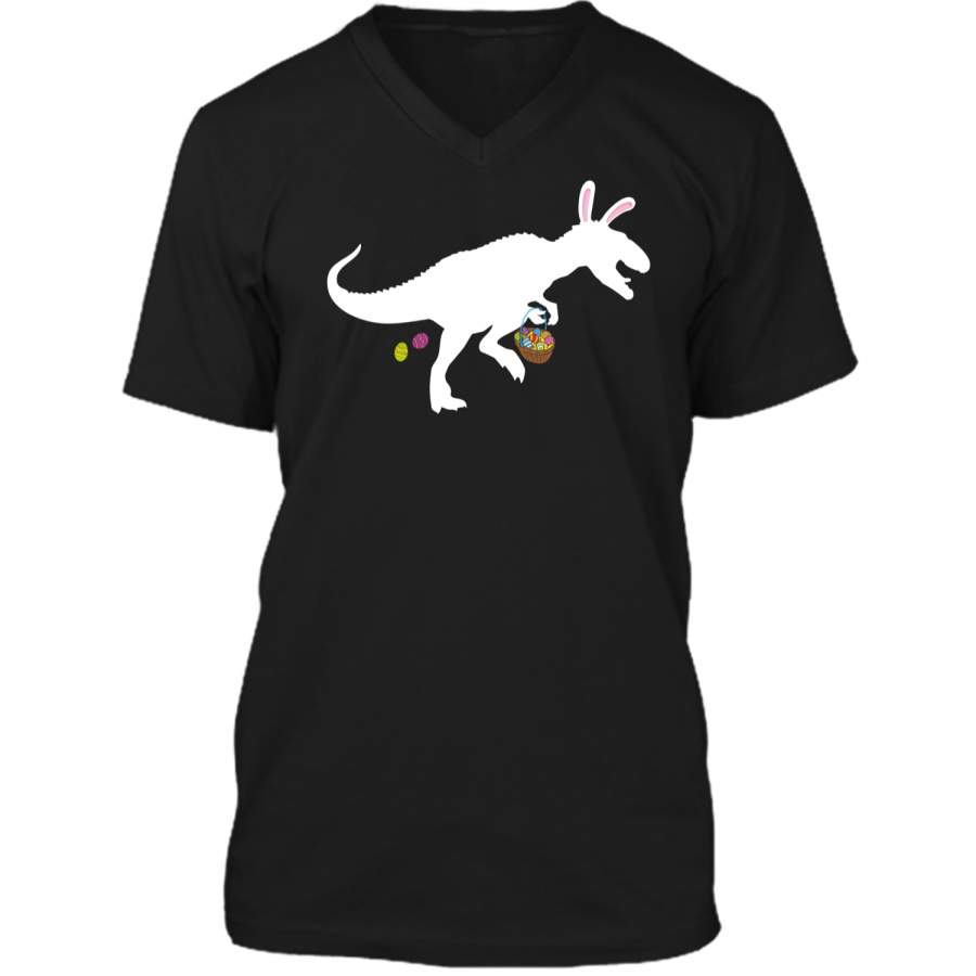 Easter Bunny Dinosaur Funny Easter T-Shirt Kids Boy Girl Egg Mens Printed V-Neck T