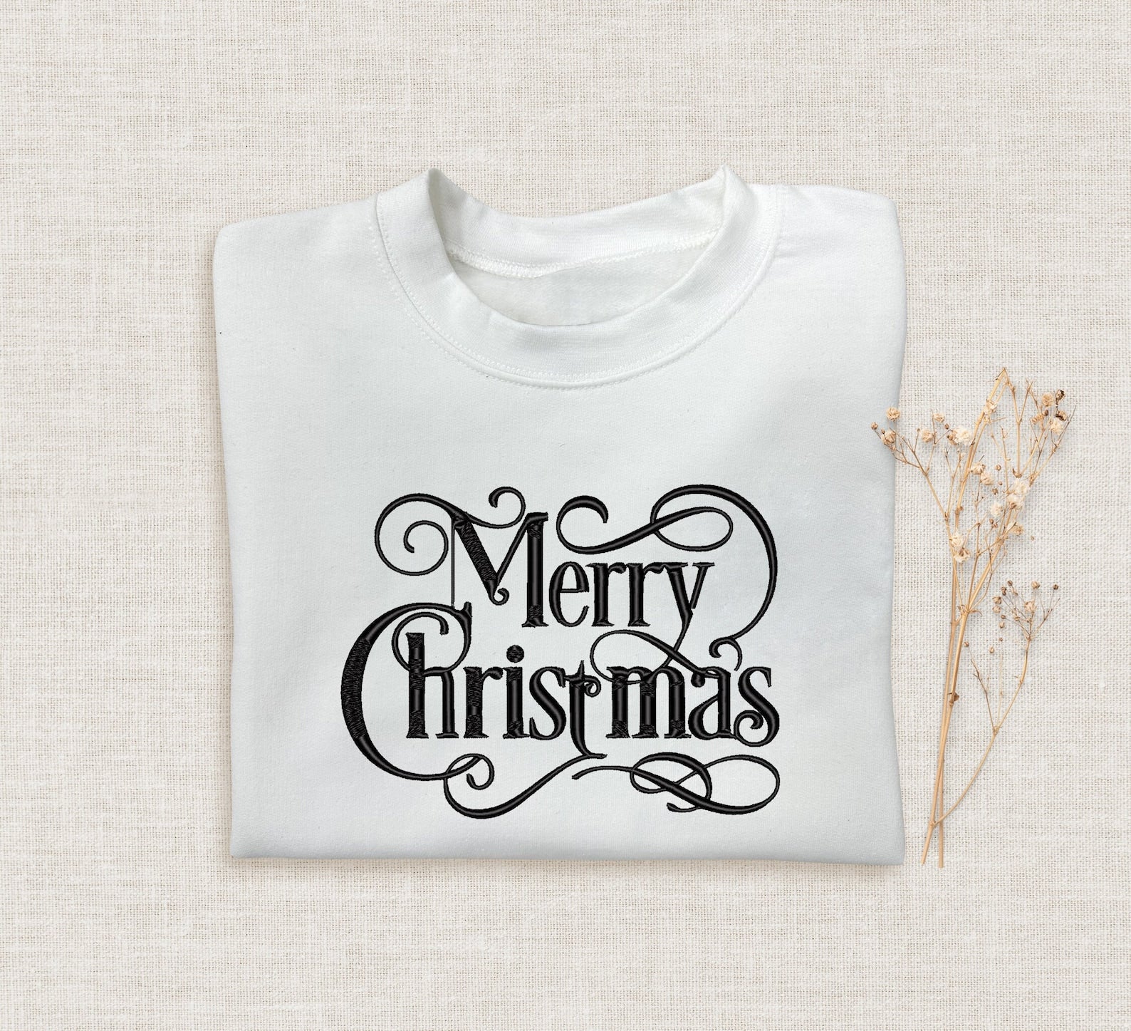 Merry Xmas Embroidered Halloween Sweatshirt 2D Crewneck Sweatshirt All Over Print Sweatshirt For Women Sweatshirt For Men Sws2992