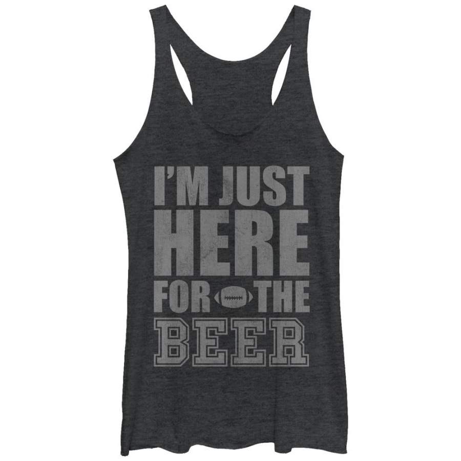 CHIN UP Women’s Football Here for the Beer  Racerback Tank Black Heather