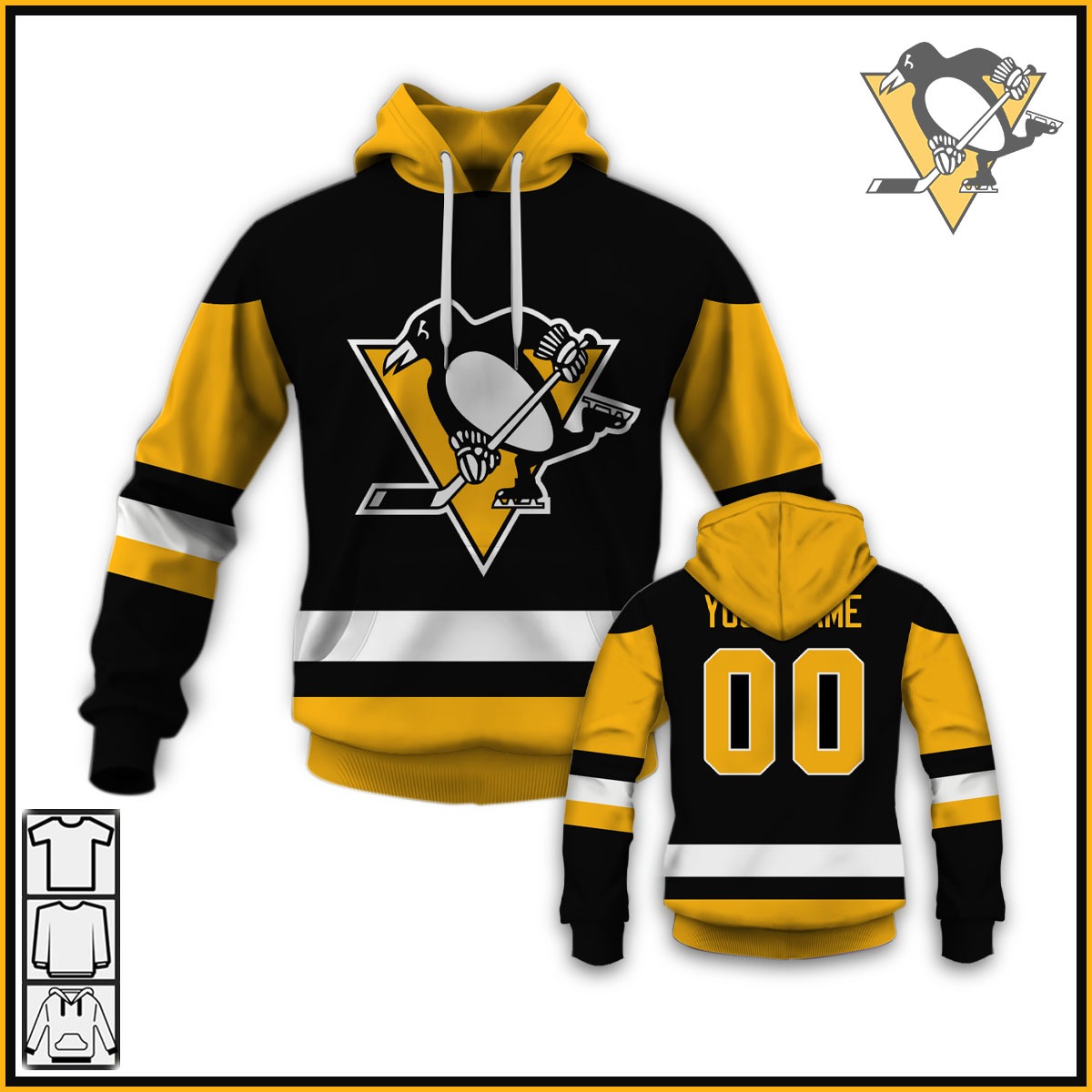 Pittsburgh Penguins Custom Name Number 2020 Home Jersey Pullover Hoodie