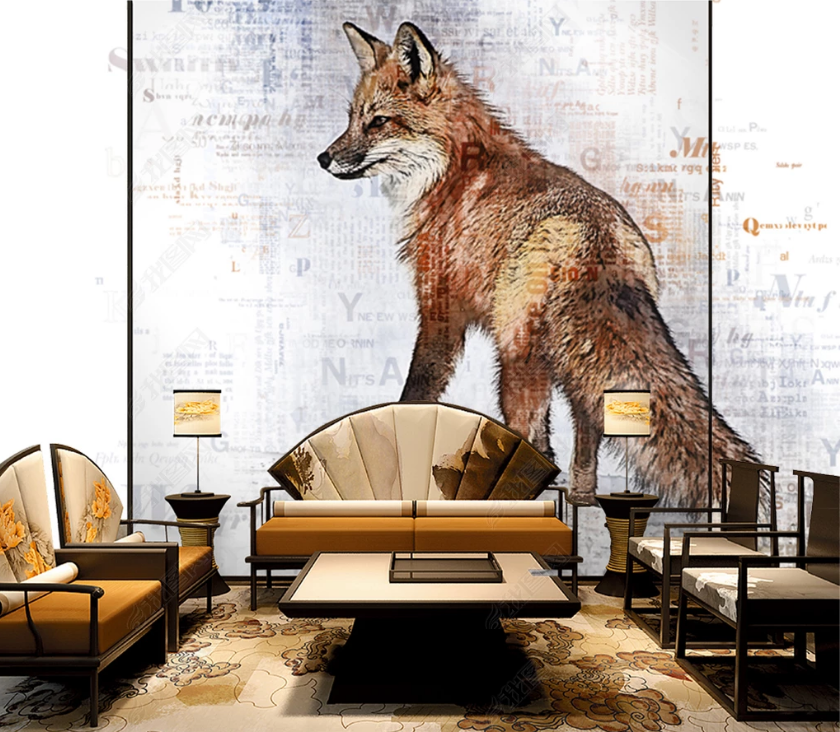 3D Watercolor Animal Fox Wall Mural Wallpaper Lqh 130