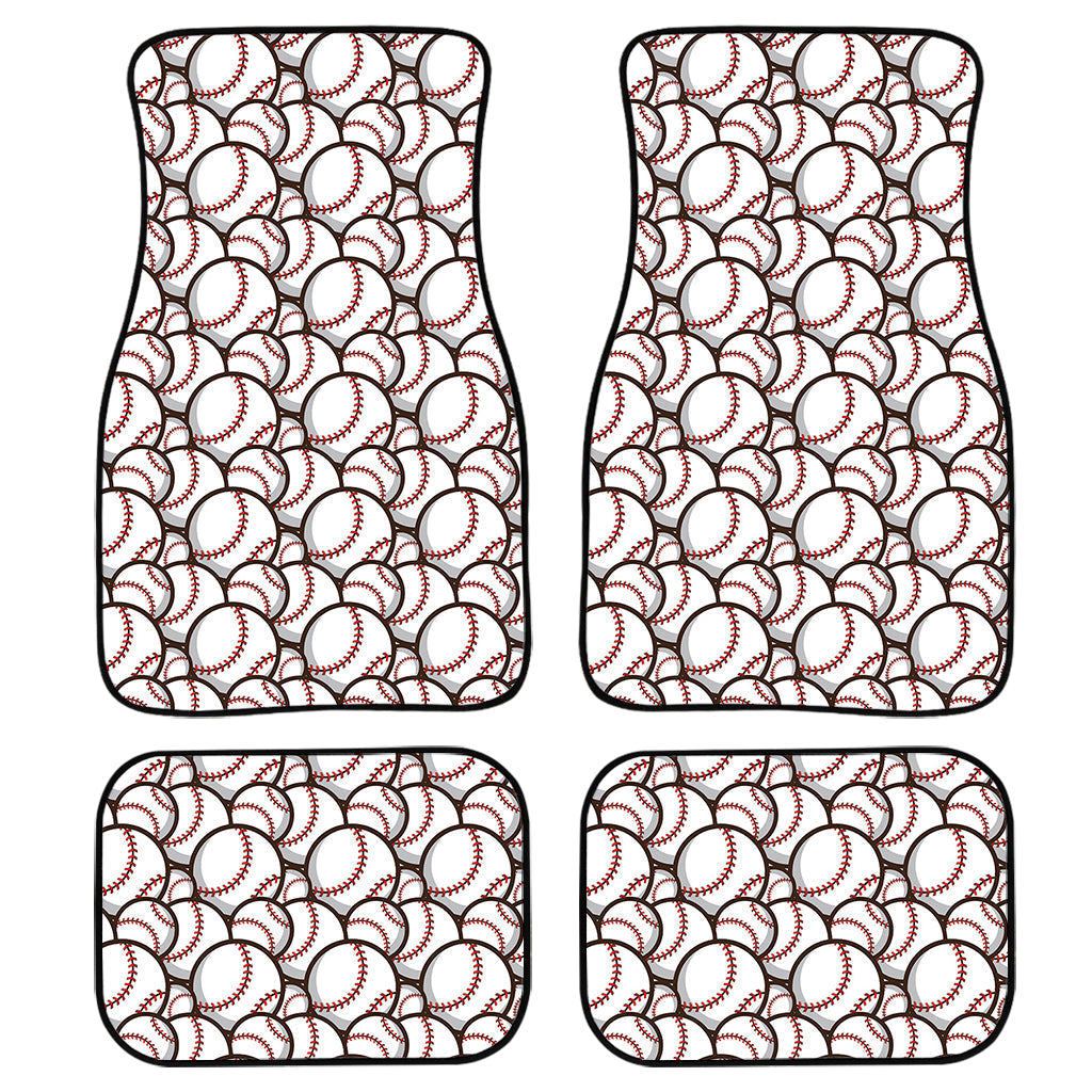 Baseballs Pattern Print Front And Back Car Floor Mats, Front Car Mat