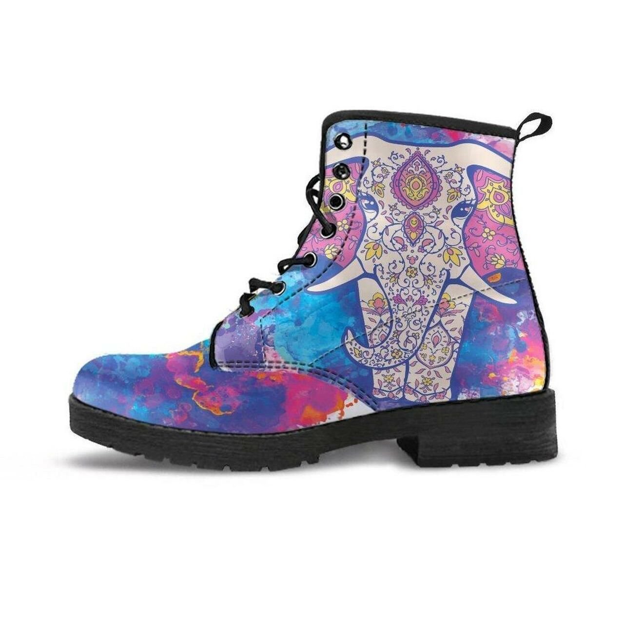 Watercolor Elephant Leather Boots Fashion Women Boots Shoes Shoes4515