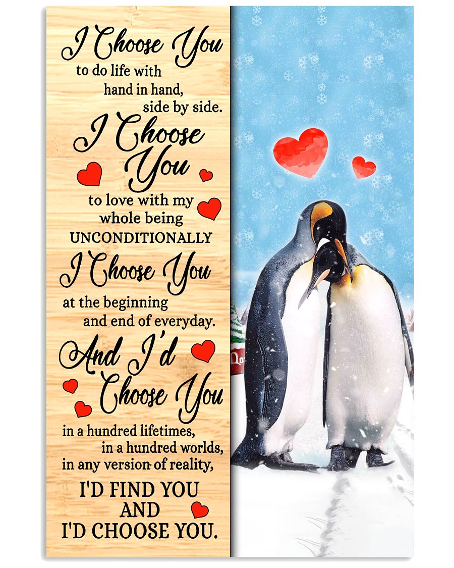 Penguin I Choose You Poster Poster Print, Canvas Print Wall Art, Canvas Poster Wall Decor